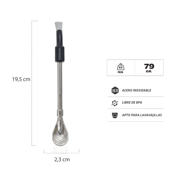Bombilla Stanley Spoon (Con Cuchara) Negra - Imagen 4