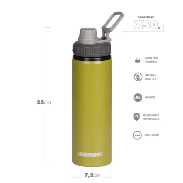 Botella Waterdog Aluminio Tongo - 750ml - Imagen 2